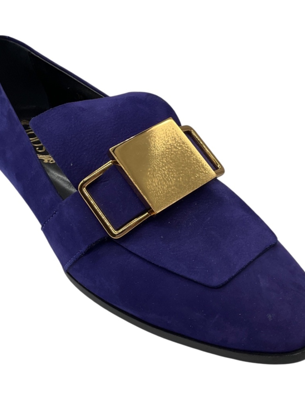 TOD'S PURPLE / GOLD BUCKLE SUEDE LOAFERS FLATS